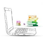 Sketchy Laptop With Books Stock Photo