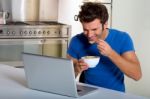 Man With Laptop Stock Photo