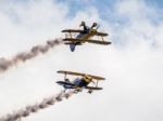 The Trig Aerobatic Team Flying Over Biggin Hill Airport Stock Photo