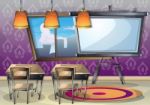 Cartoon  Illustration Interior Office Room With Separated Layers Stock Photo