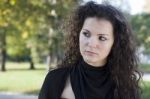 Beautiful Woman In The Park Stock Photo