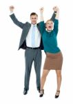 Arms Raised Business Team Stock Photo