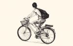 Sketch Of A Woman Riding Bicycle, Free Hand Drawing Illustration Stock Photo