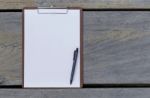 Blank White Paper On Wooden Clipboard Stock Photo