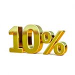 3d Gold 10 Ten Percent Discount Sign Stock Photo