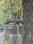 Crosses On Graves Cemetery And Fences   Stock Photo