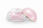 Single Pink Dome Cosmetic Jar On White Background Stock Photo