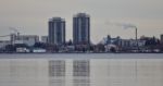 Picture With A View On The Harbor In Winter Stock Photo