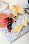 Mix Cold Cut On A Stone With Fresh Pears Stock Photo