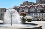 Fountain Water Feature In A Square In Vancouver Stock Photo