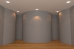 Empty Room Gray Curve Wall Stock Photo