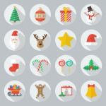 Christmas Flat Icon Set Stock Photo