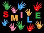 Handprints Smile Represents Child Painted And Childhood Stock Photo