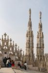 Detail Of The Skyline Of The Duomo In Milan Stock Photo