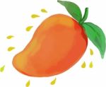 Juicy Mango Fruit Watercolor Stock Photo