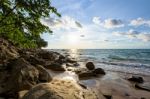 Sunset At Beach In Thailand Stock Photo