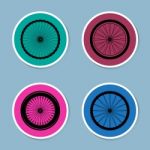 Bicycle Wheel Icon Set Stock Photo