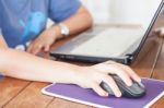 Woman Working With Laptop Stock Photo