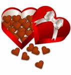 Chocolate Valentine's Day In Heart Gift Box Stock Photo