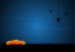 Halloween Spider Moon Graveyard Pumpkin Stock Photo