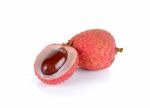 Lychee Or Litchi Isolated On The White Background Stock Photo