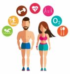 Sporty Woman And Man For Health Conscious Concept Stock Photo