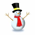 Snowman With Scarf And Top Hat Stock Photo