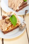 Chestnut Cream Cake Dessert Stock Photo