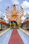 Samui, Thailand - July 02, 2016: Sculpture Of 1000-arms Guanyin In The Temple Wat Plai Laem Stock Photo