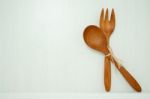 Wood Spoon And Fork Stock Photo