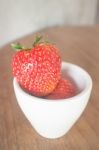 Fresh Ripe Strawberries On Wooden Background Stock Photo