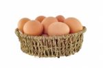 Brown Eggs In Basket Stock Photo