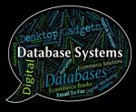 Database Systems Shows Digital Word And Pc Stock Photo