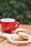 Cashew Cookies With Coffee Cup Stock Photo