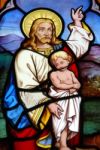 Religious Stained Glass Window Stock Photo