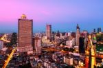 Bangkok Skyline At Night Stock Photo