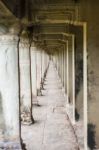 Ancient Corridor At Angkor Wat Stock Photo