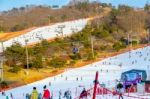 Skiing At Vivaldi Park Ski Resort Stock Photo