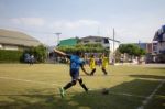 Bangkok, Thailand - Nov 2016: In The Nov 23, 2016. Youth Soccer Match, In Pieamsuwan Elementary School Stock Photo