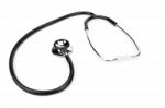 Black Professional Stethoscope Isolated On White Background Stock Photo