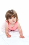 Pretty Girl Child Crawling Stock Photo