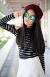 Portrait Of Thai Teen Glasses Beautiful Girl Relax And Smile Stock Photo