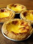 Egg Tarts On Wood Background Stock Photo