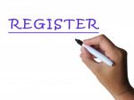 Register Word Shows Sign Up Or Check In Stock Photo