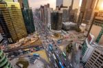 Traffic Speeds Through An Intersection In Gangnam, Seoul In South Korea Stock Photo