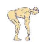 Superhero Lifting Kettlebell Drawing Stock Photo