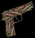 Conflict Word Shows Battle Encounter And Words Stock Photo