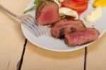 Beef Filet Mignon Grilled With Vegetables Stock Photo