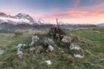 The Snowy Mountains In Winter Stock Photo