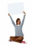 Girl Posing With Blank White Board Stock Photo